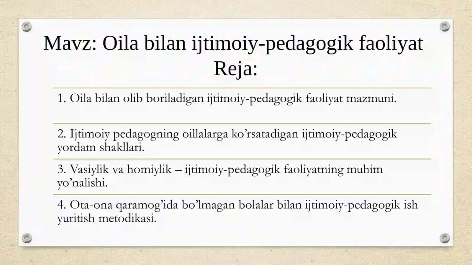 Oila bilan ijtimoiy-pedagogik faoliyat 2