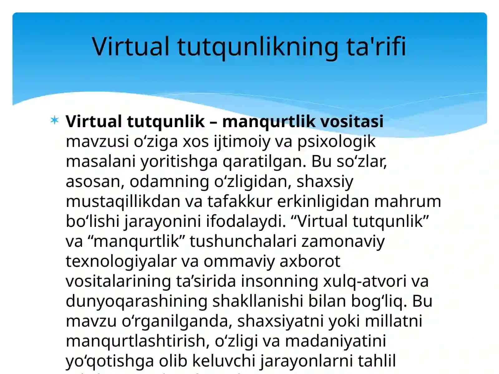 Virtual tutqunlik – manqurtlik vositasi 2