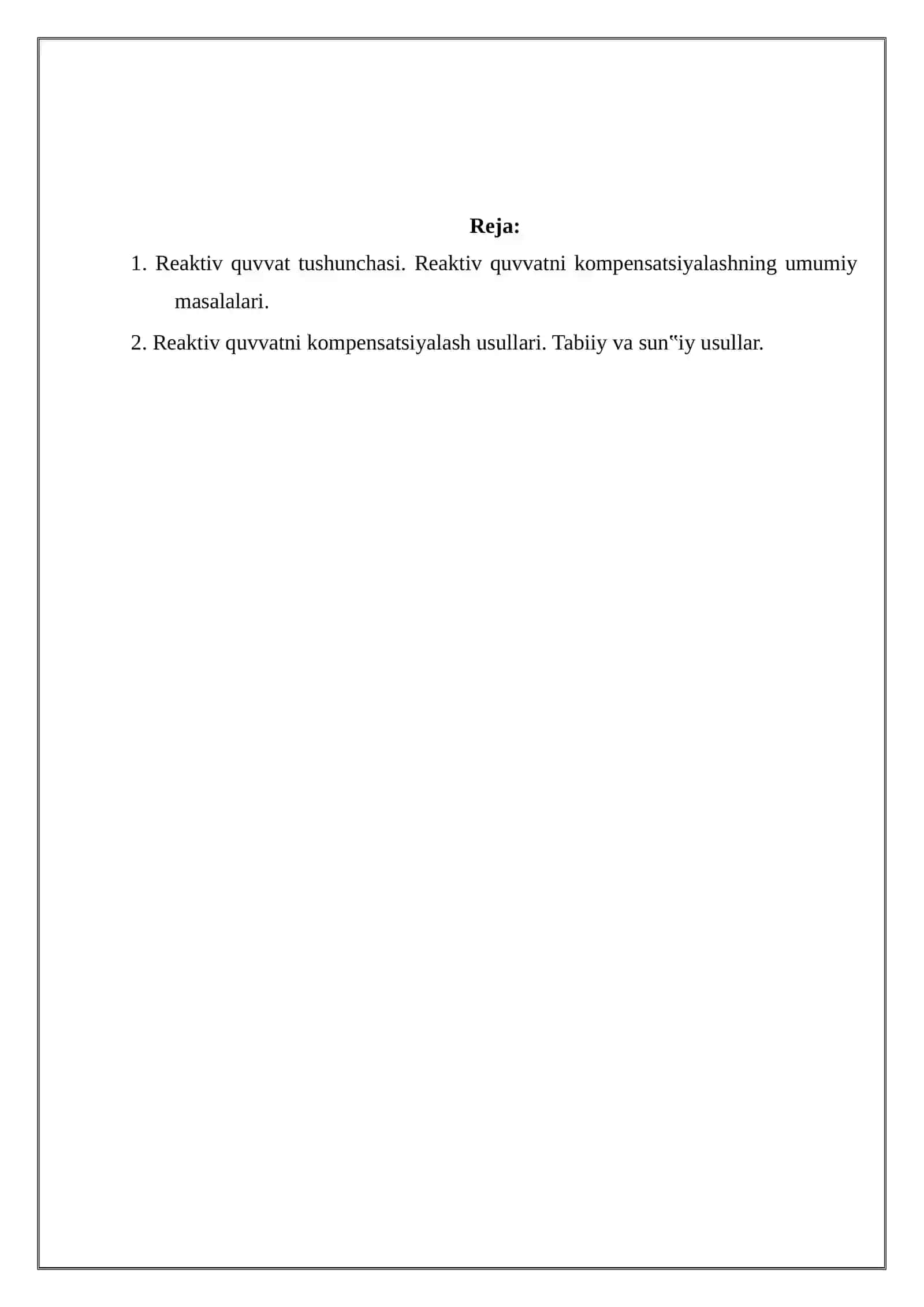 konchilik korxonaslari elektr tarmog'ida Reaktiv quvvat kompensatsiyasi 2