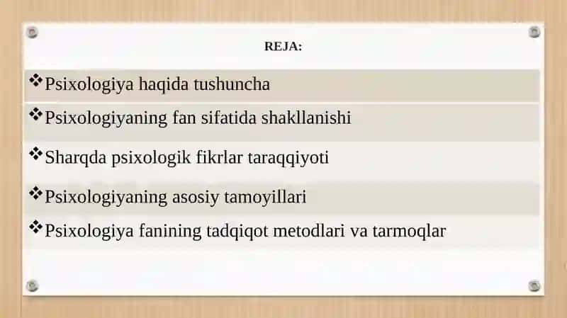 PSIXOLOGIYA FANINING PREDMETI VA RIVOJLANISH TARIXI 2