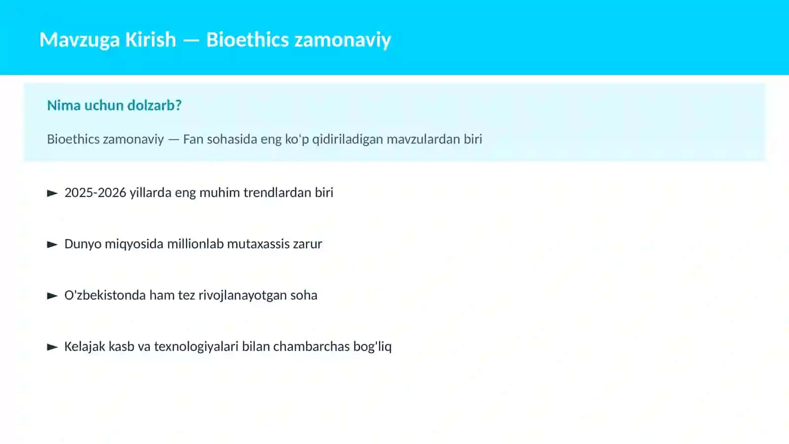 Bioethics zamonaviy 2