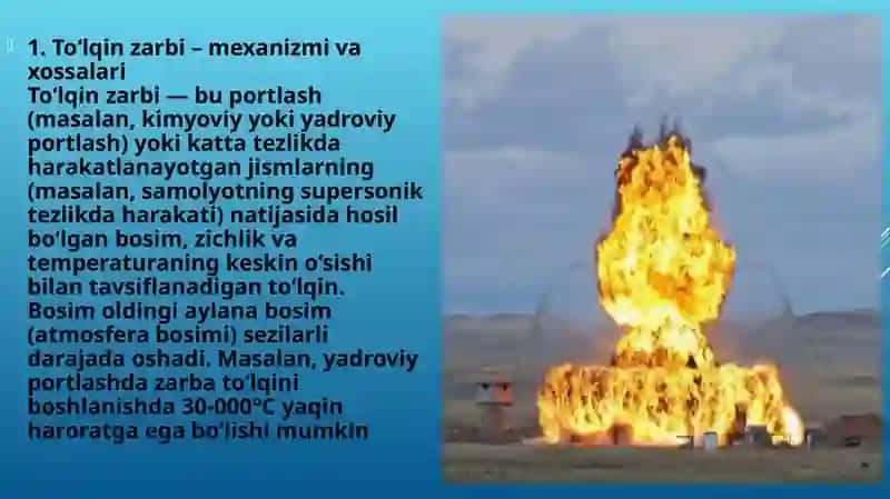 To‘lqin zarbi. Jabrlanish zonalari tavsifi. Yorug‘lik ajralishi. O’tuvchi nurlar 2