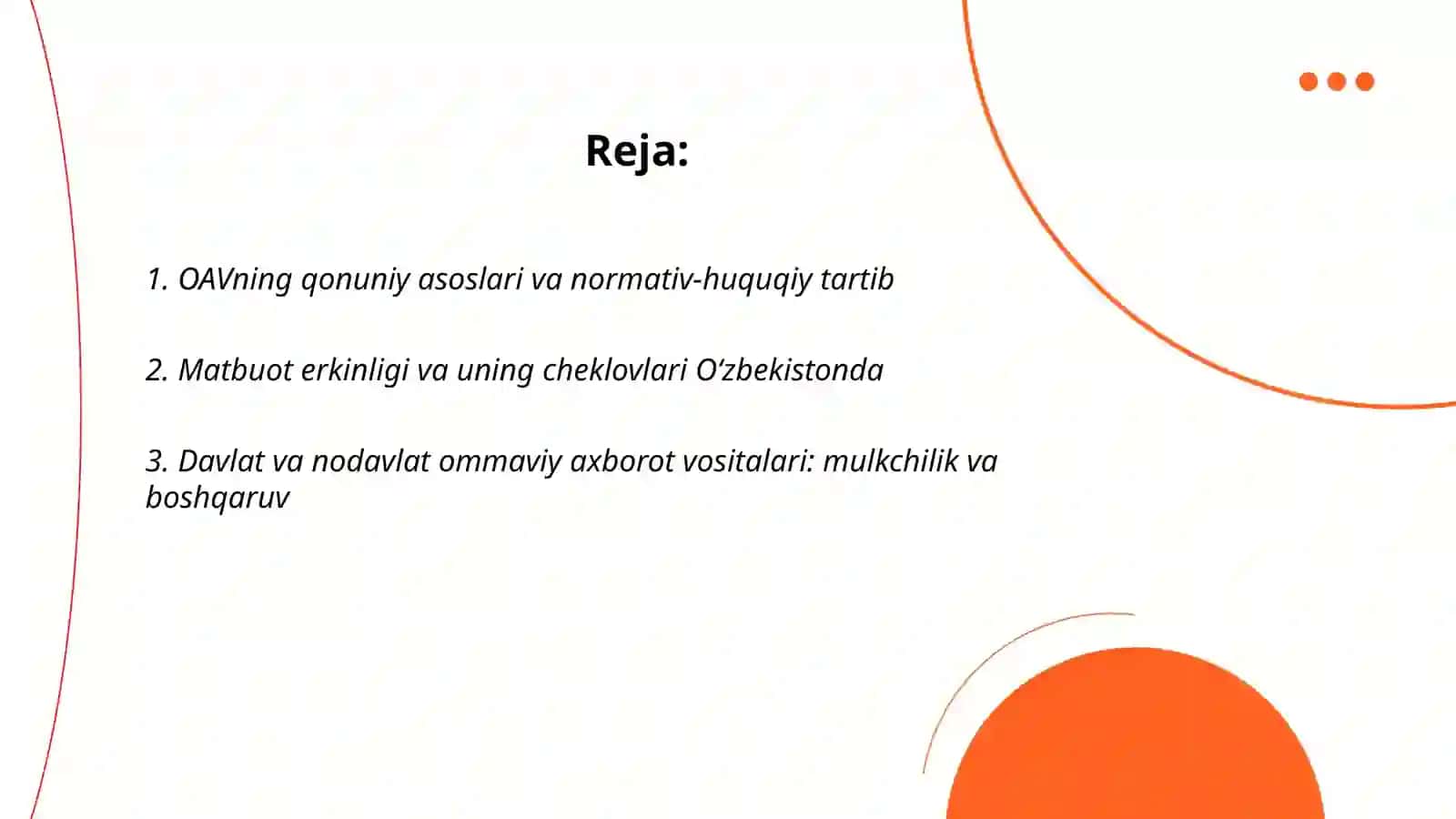 OAVning qonuniy asoslari va normativ-huquqiy tartib 2