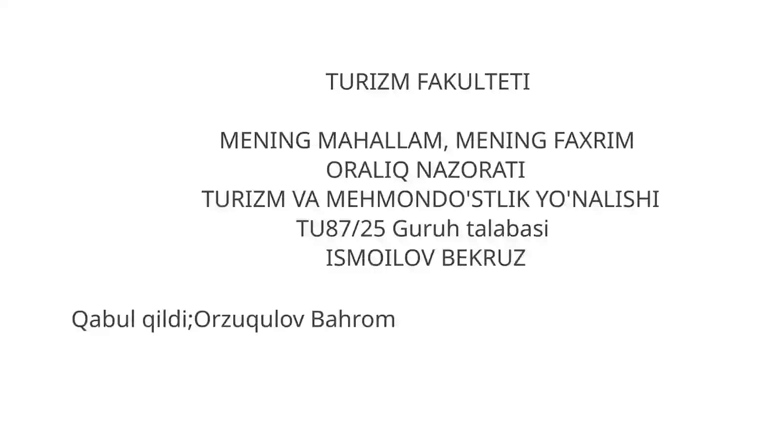 ORALIQ NAZORATI 2