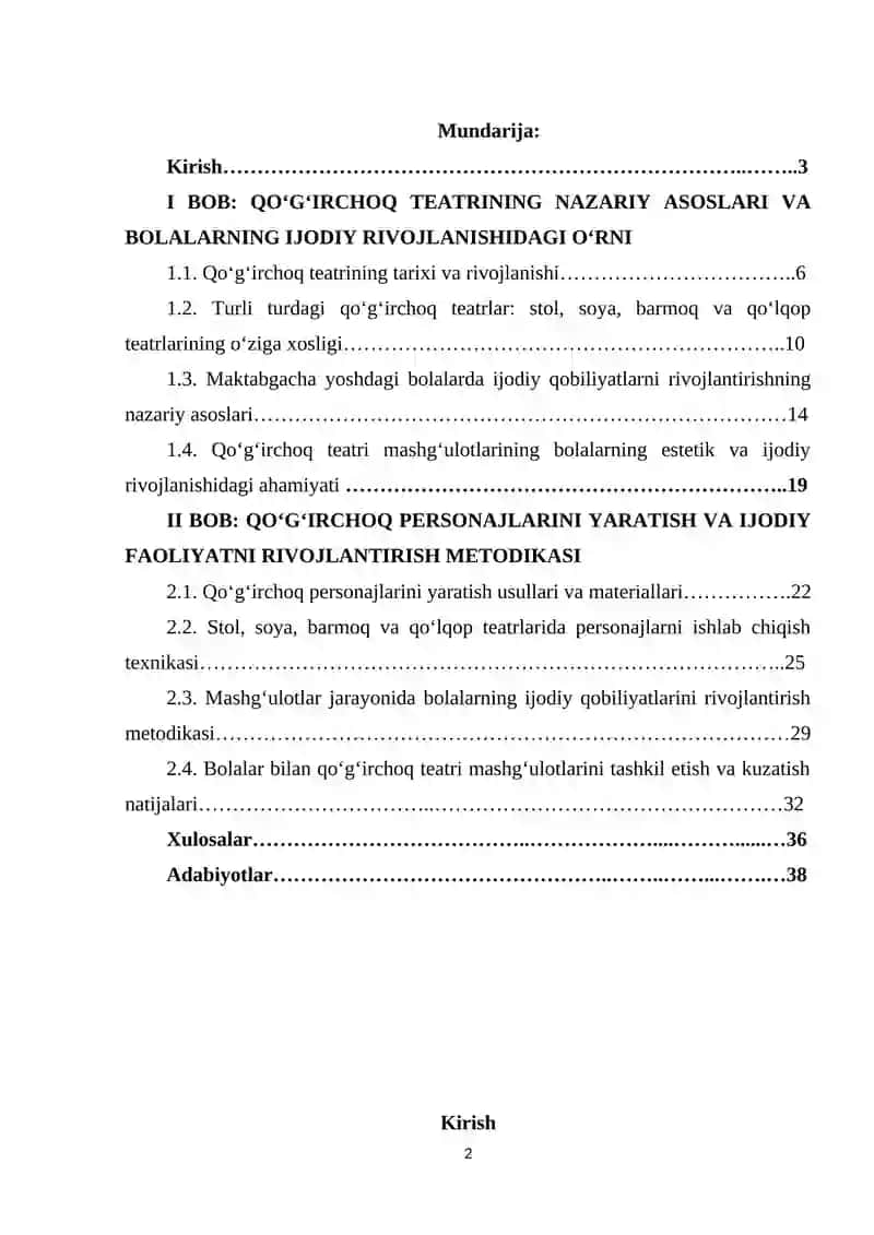 Maktabgacha ta'lim jarayonida qo'g'irchoq teatri (stol, soya, barmoq va qo'lqop teatrlari)personajlarini yasash orqali bolalarning ijodiy qobilyatlarini shakillantirish (2).docx 2