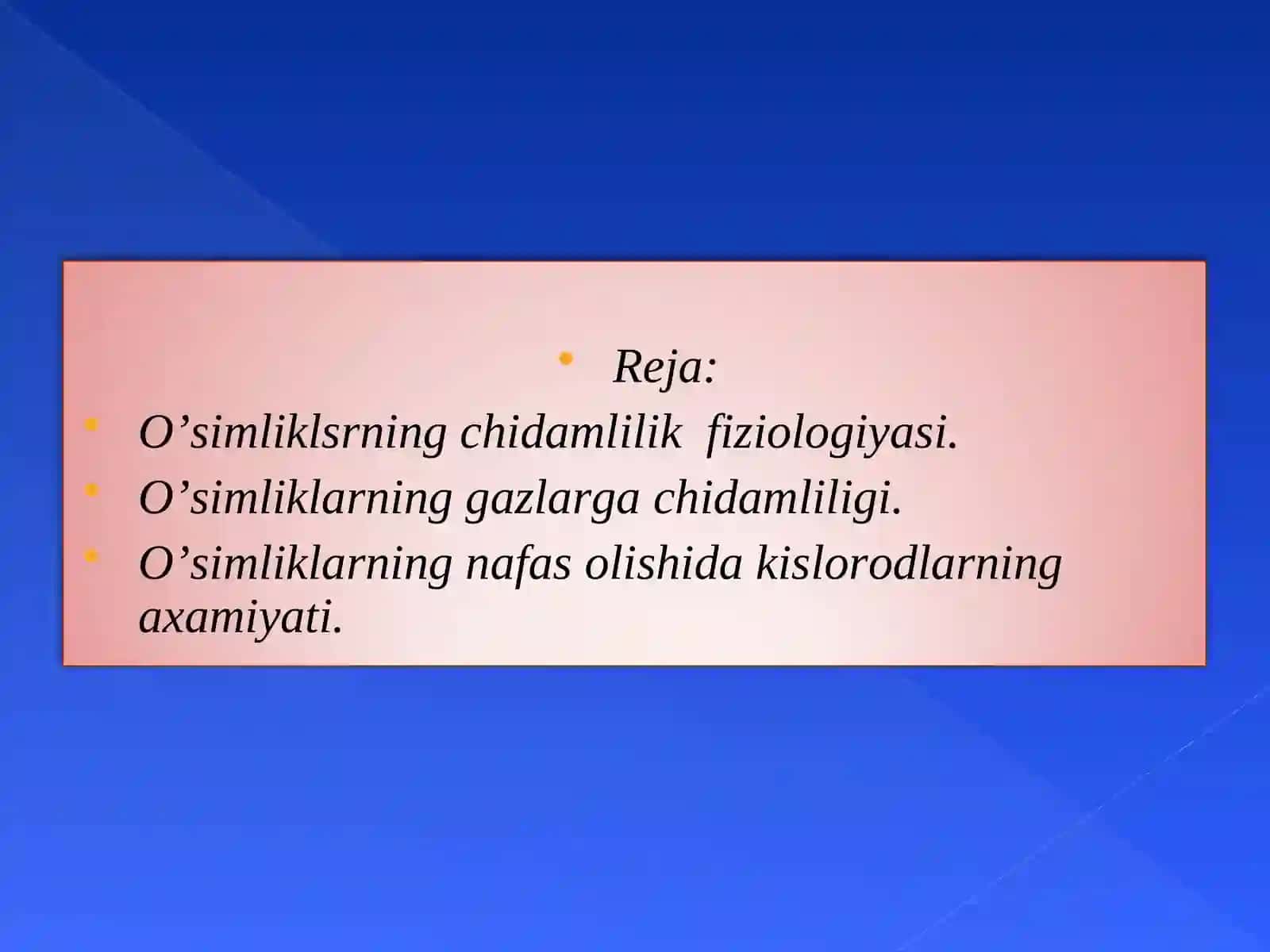 O'simliklarning Fiziologiyasi 2