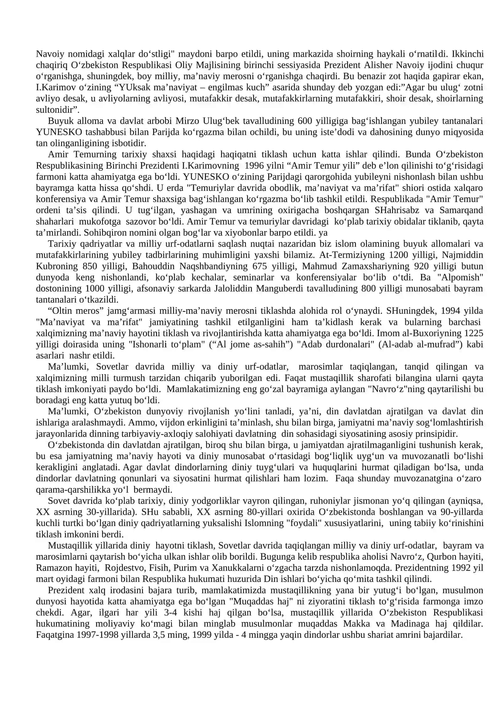 O‘zbekistondagi ma’naviy va madaniy taraqqiyot 2
