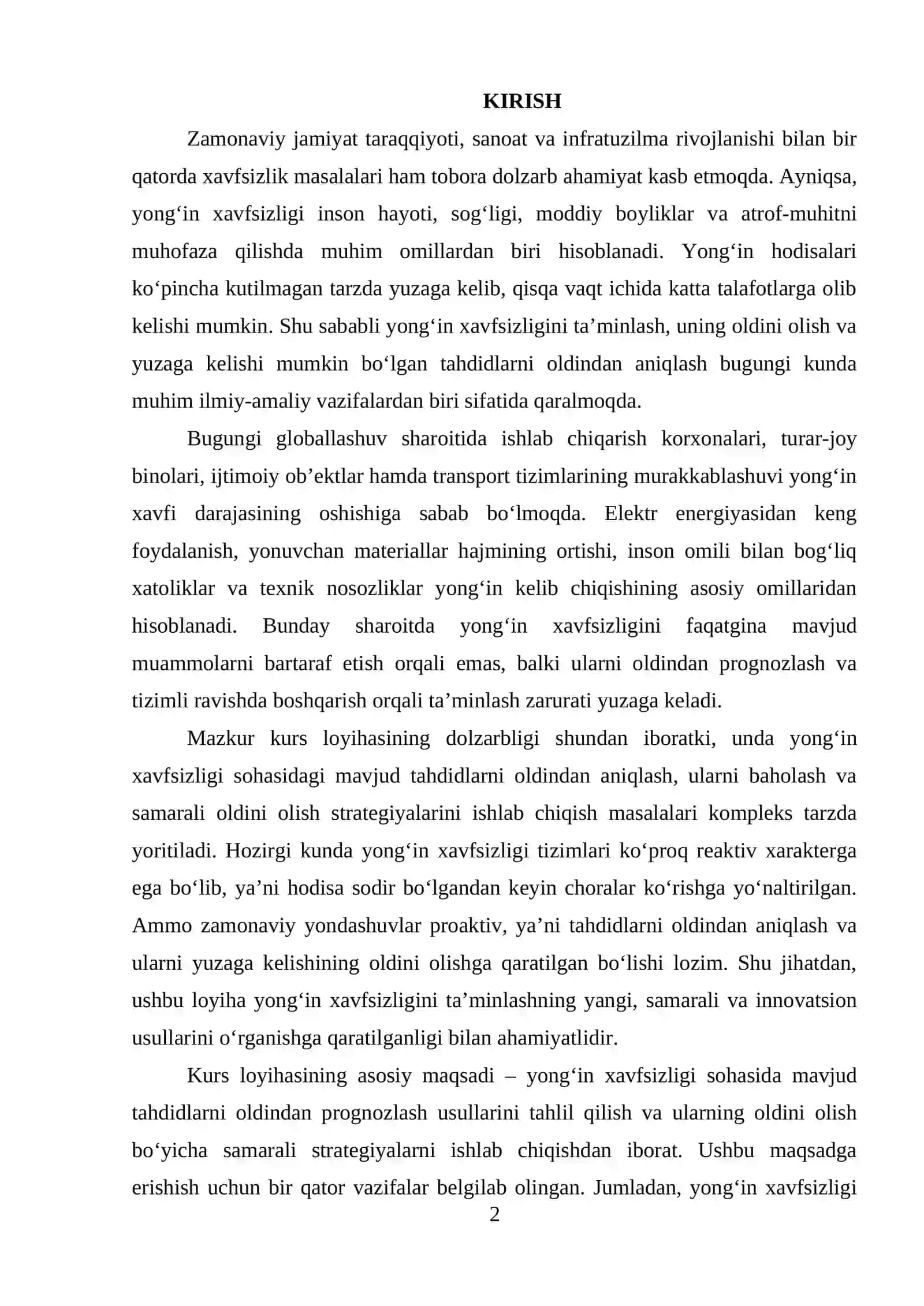 Yong‘in xavfsizligi bo‘yicha tahdidlarni oldindan prognozlash va ularning oldini olish uchun strategiyalar ishlab chiqish 2