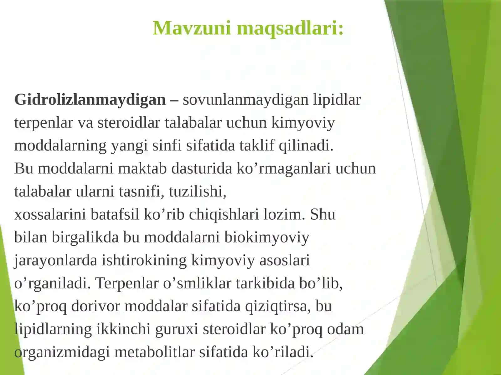Sovunlanmaydigan lipidlar 2