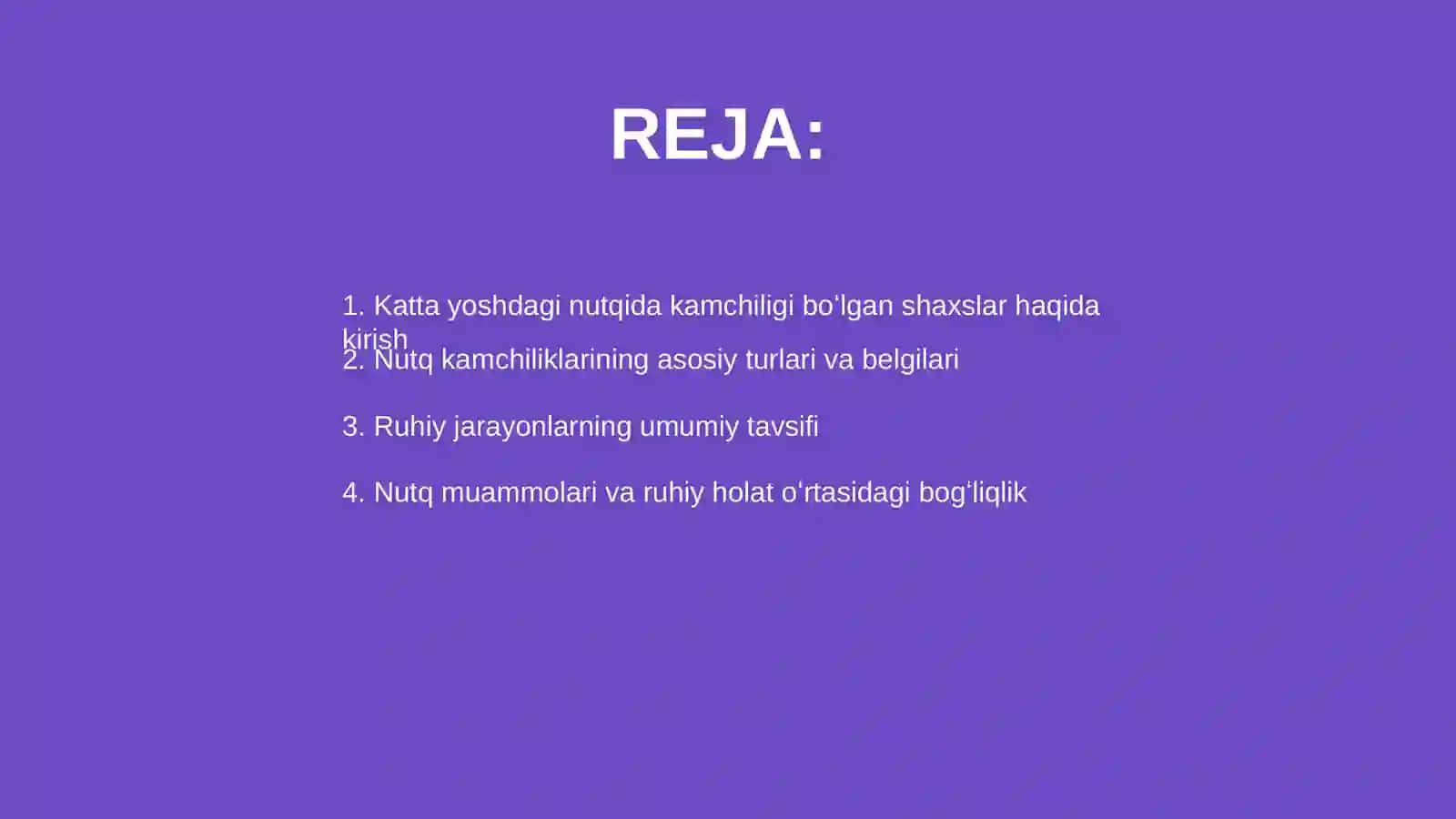 Katta yoshdagi nutqida kamchiligi boʻlgan shaxslarning ruhiy jarayonlari xususiyatlari defektalogiyada 2