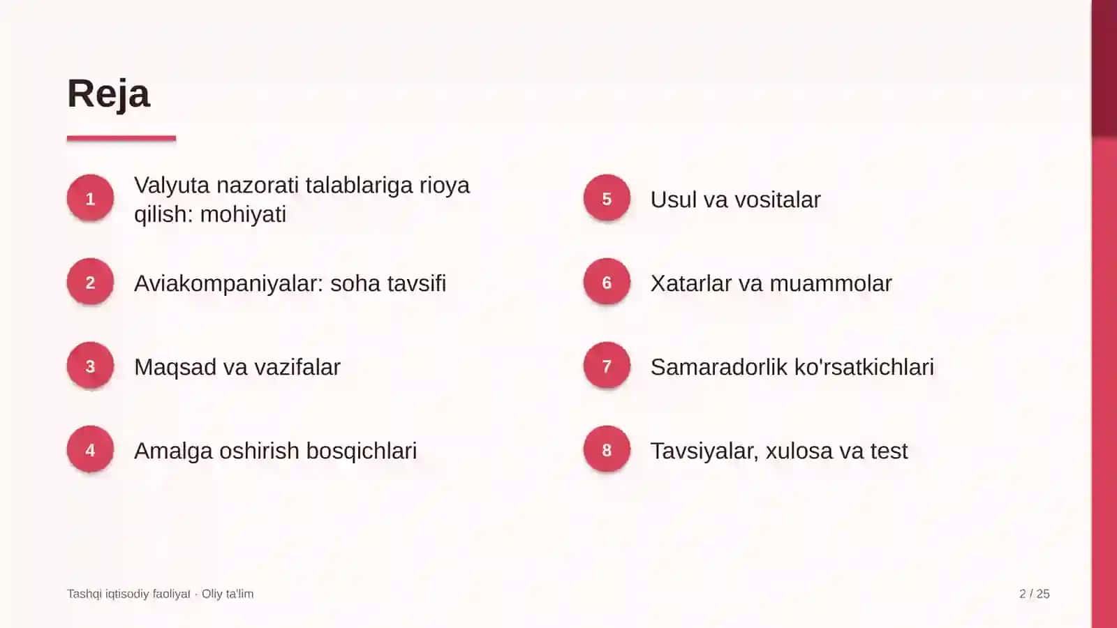 Aviakompaniyalarda valyuta nazorati talablariga rioya qilish 2