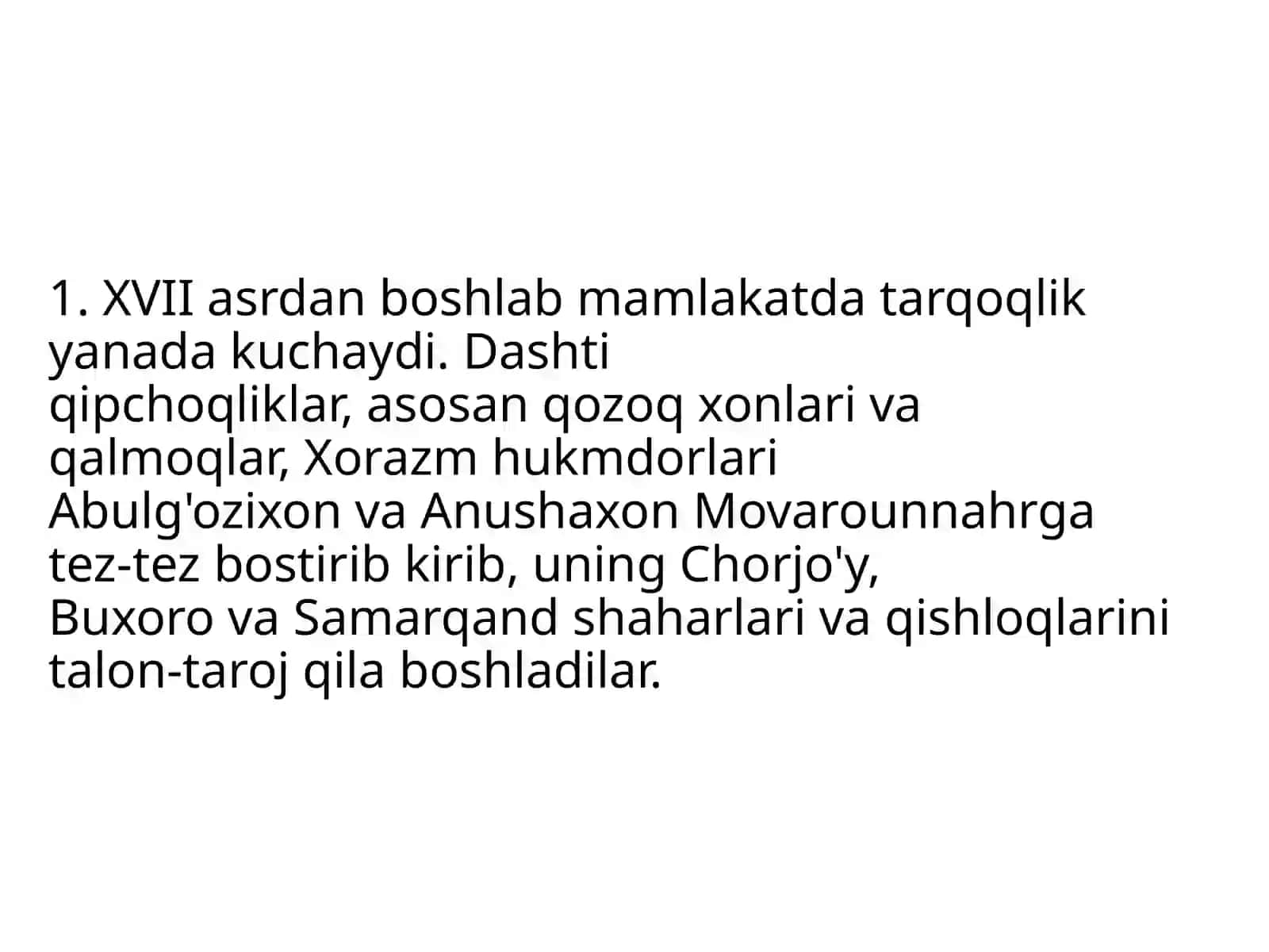 XVII-XIX asrlar manbalari 2
