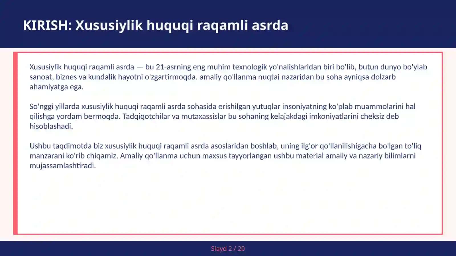 Xususiylik Huquqi Raqmli Asrda 2