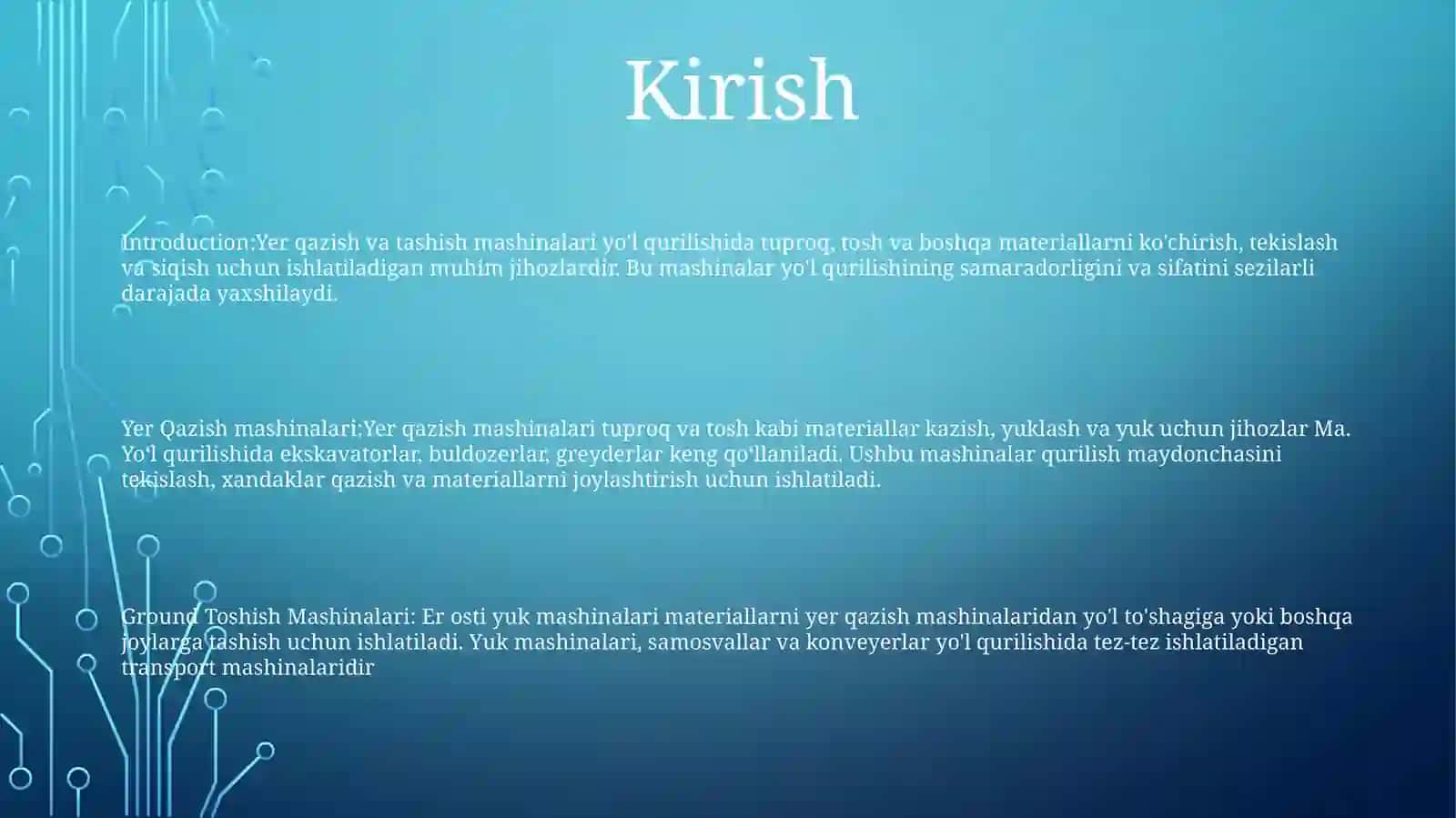 Yer Qazish-Tashish Mashinalarini Avtomobil Yo'L Qurilishida Qo'Llanilishi 2