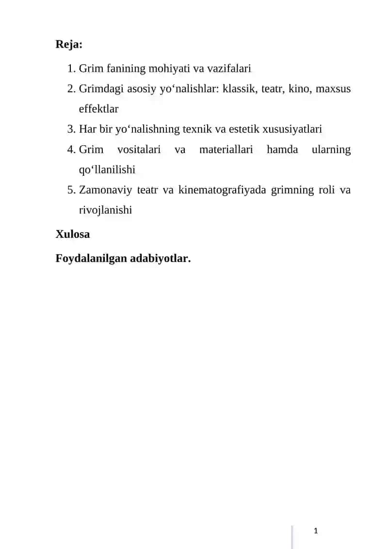GRIMDAGI YO’NALISHLAR 2