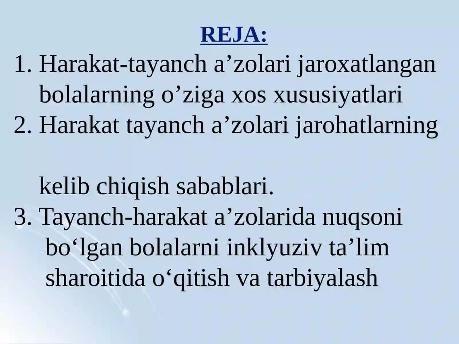 Tayanchharakata’zolaridanuqsonibo’lganbolalarniinkluzivta’limsharoitidao’qitishvatarbiyalash 2