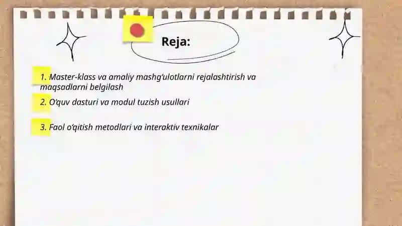 Master-klasslar va amaliy mashg‘ulotlarni o‘tkazish 2