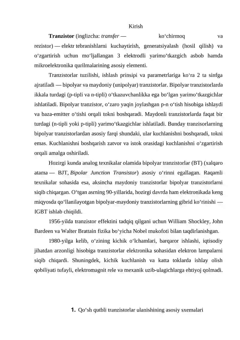 Tranzistorlar 2