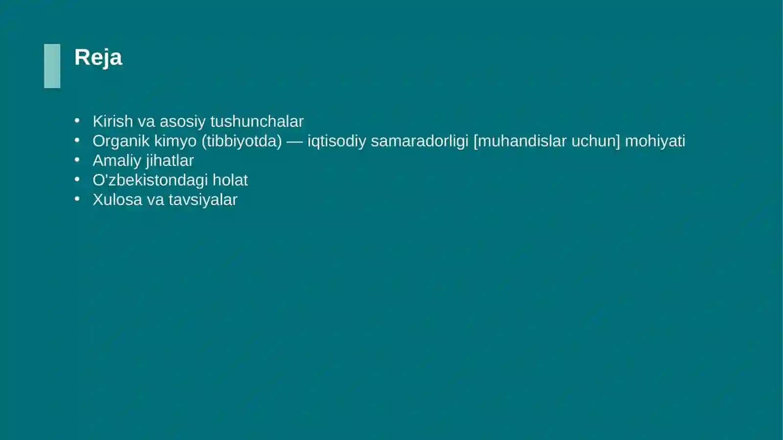 Organik kimyo (tibbiyotda) — iqtisodiy samaradorligi [muhandislar uchun] 2