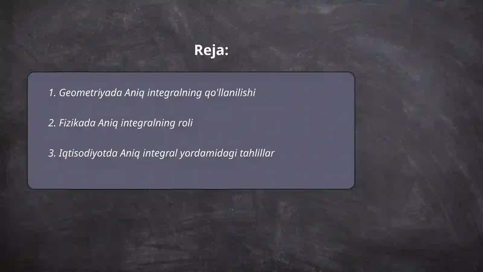 Aniq integralning tadbiqlari 2