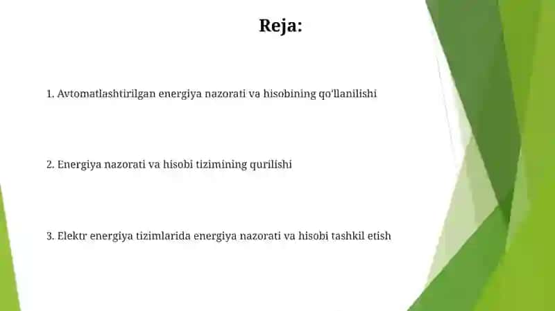 Elektr taminoti tizimida energiya nazorati va hisobini tashkil etish va qurish 2