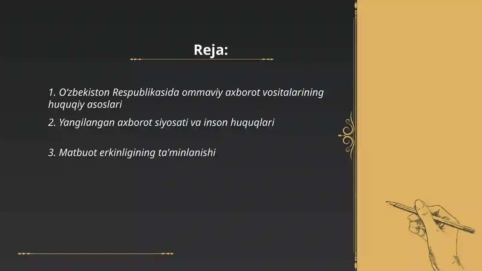 Yangi oʻzbekistonda inson haq huquqlari va erkinliklari kafolatining yaratilishi 2