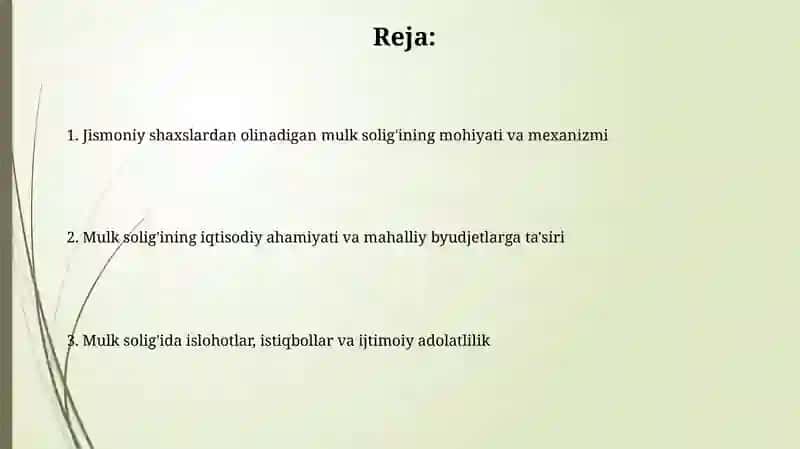 Jismoniy shaxslardan olinadigan mulk solig'ining mohiyati va mexanizmi 2