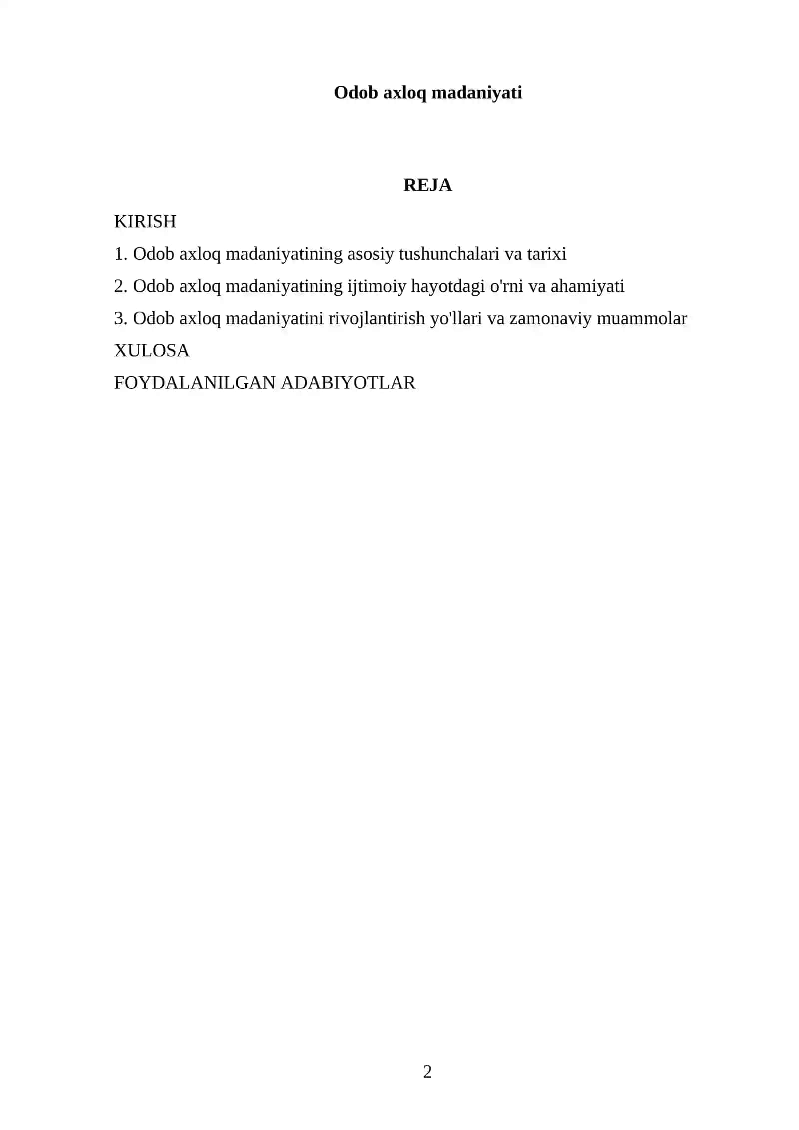 Odob axloq madaniyati 2