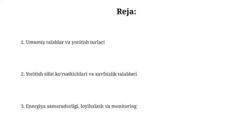Ishlab chiqarish ob’yektlarini yoritish 2