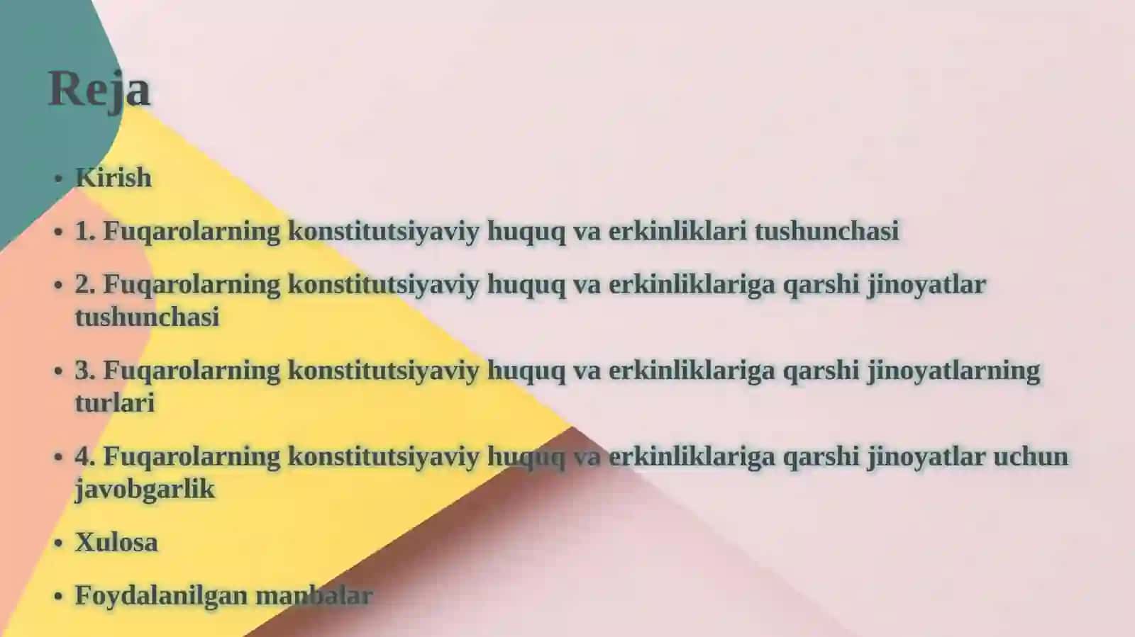 Fuqarolarning konstitutsiyaviy huquq va erkinliklariga qarshi jinoyatlar 2