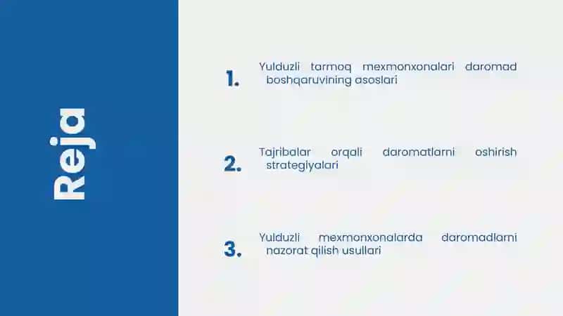 Daromadlarni boshqarishni amalga  oshirishda 5 yulduzli tarmoq mexmonxonalar tajribasi 2
