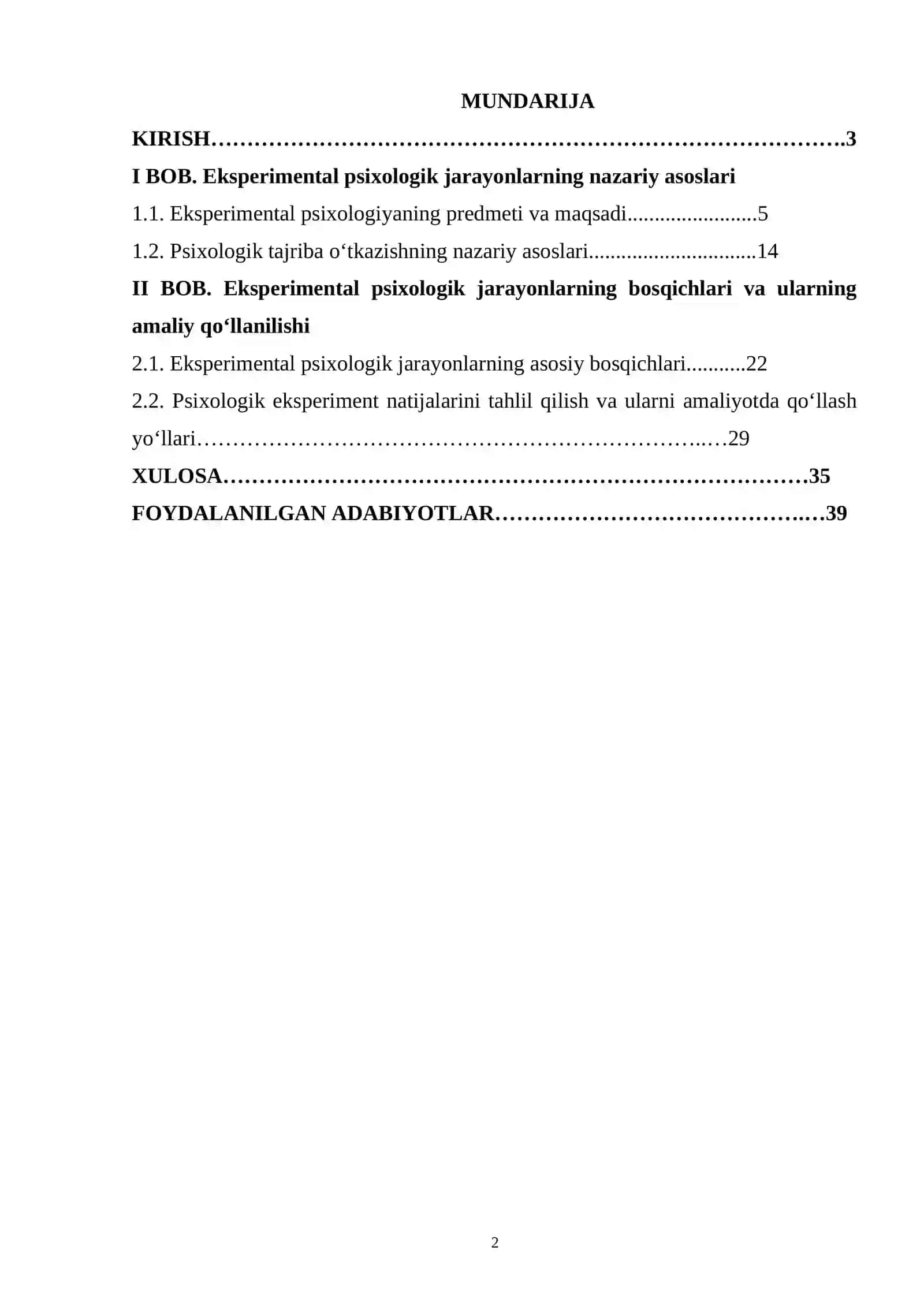 Eksperimental psixologik jarayonlar bosqichlari 2