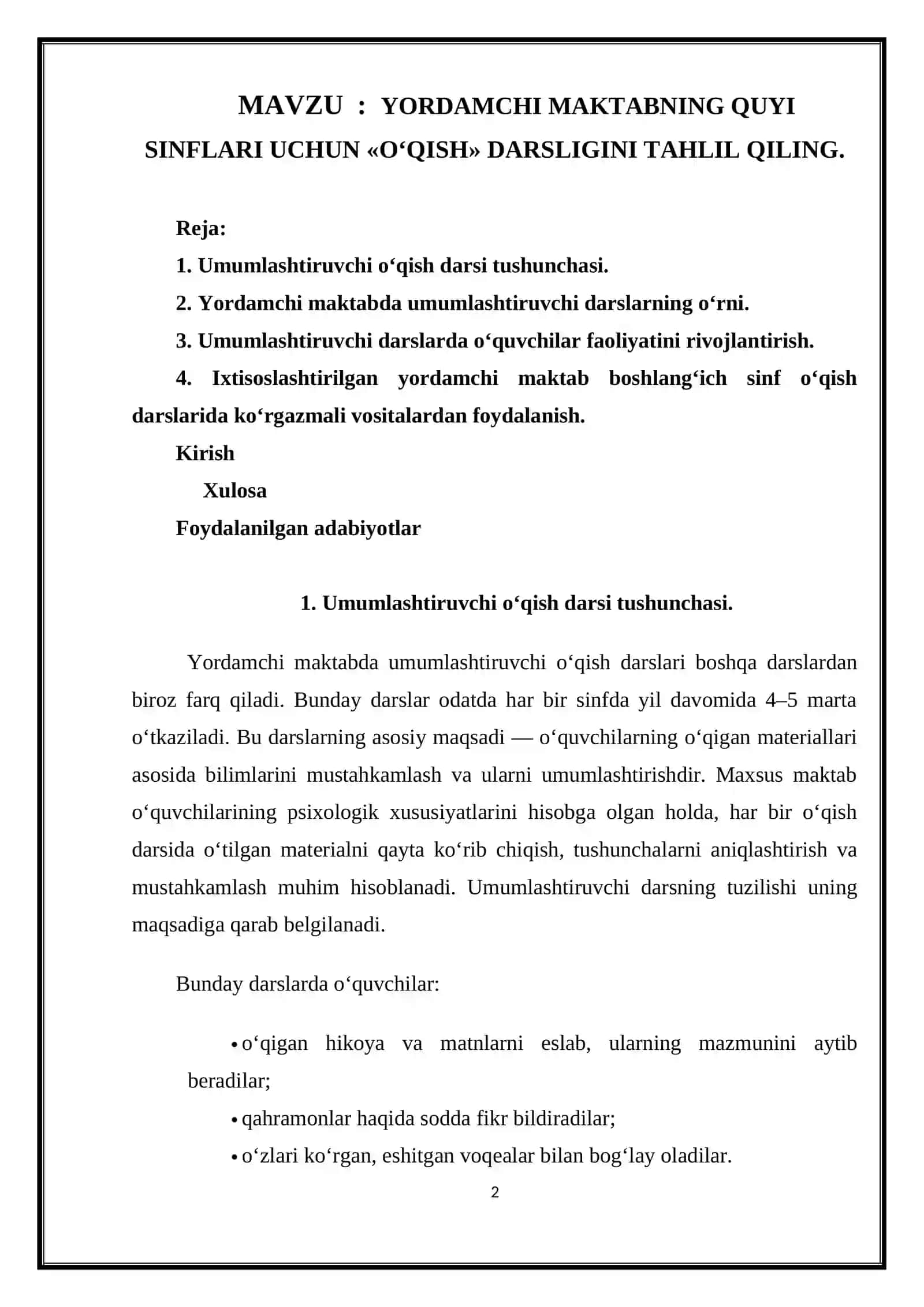 ONA TILI OʻQITISH MAXSUS METODIKASI 2