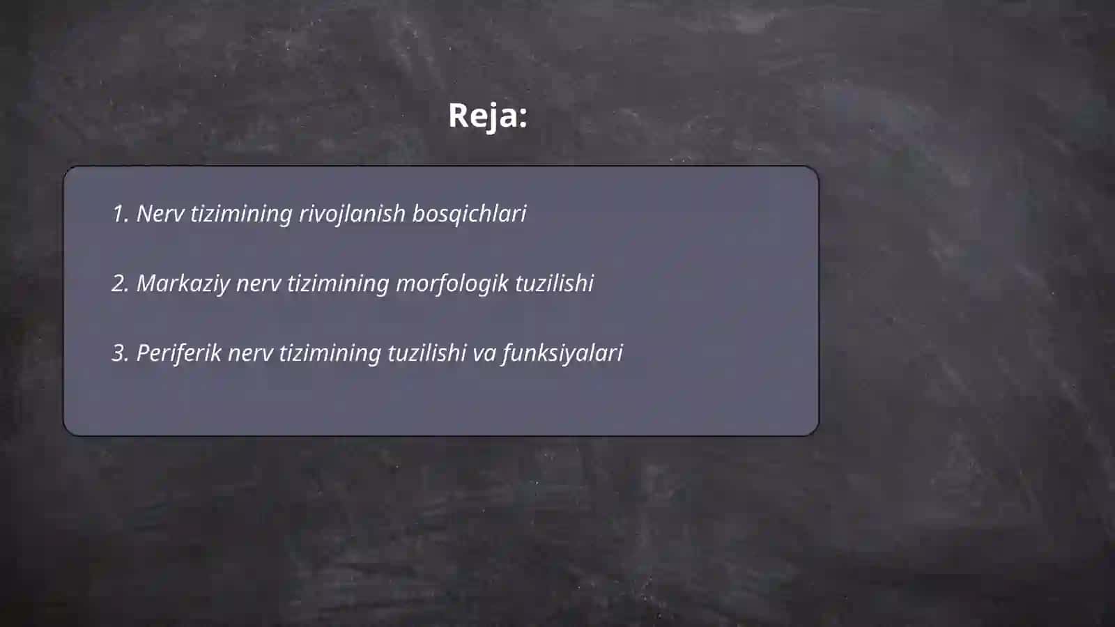 Nerv tòqimasining rivojlanishi, tuzilishi va vazifasi by Ramazonova Feruza 2