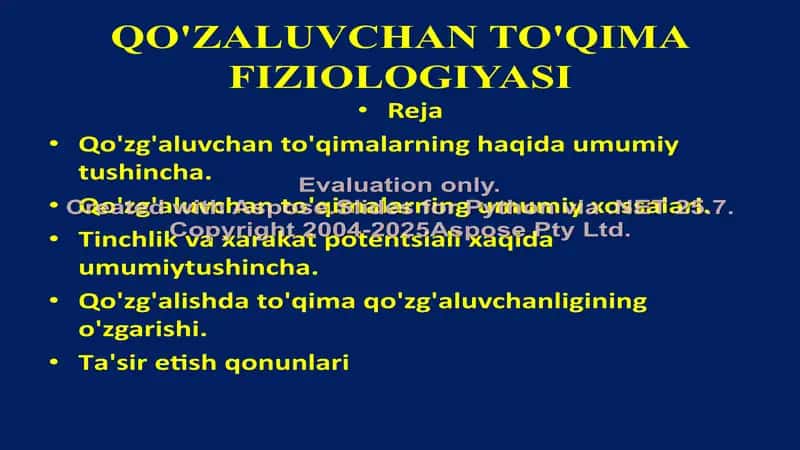 Qo'zaluvchan To'qima Fiziologiyasi 2