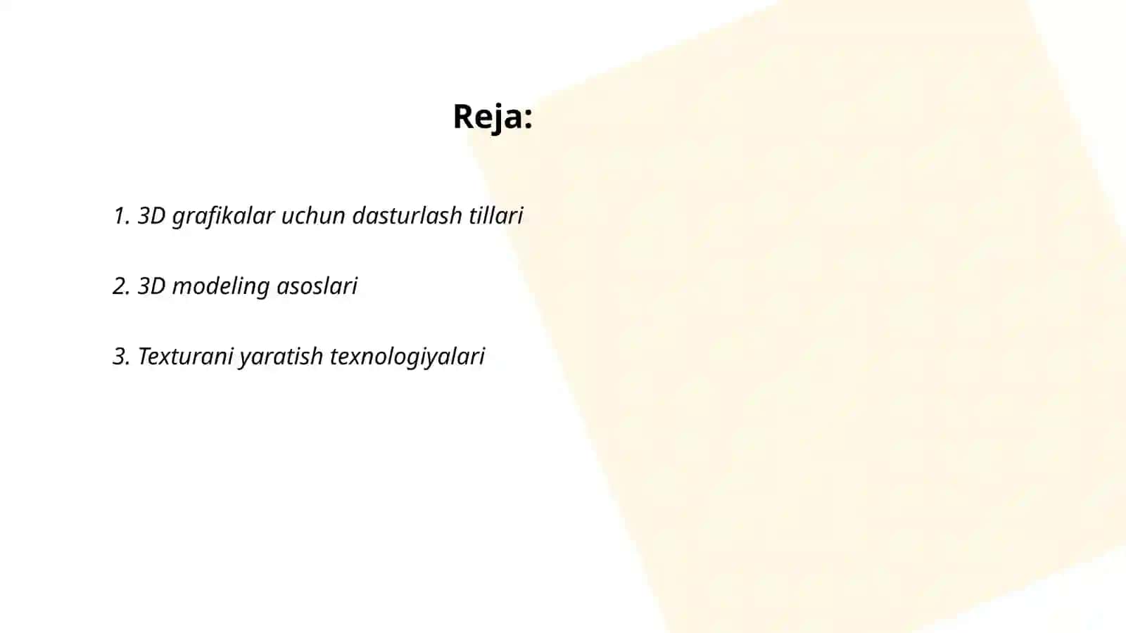 3 o'lchovli grafika imkoniyatlarini loyihalashda qo'llash texnologiyalari 2