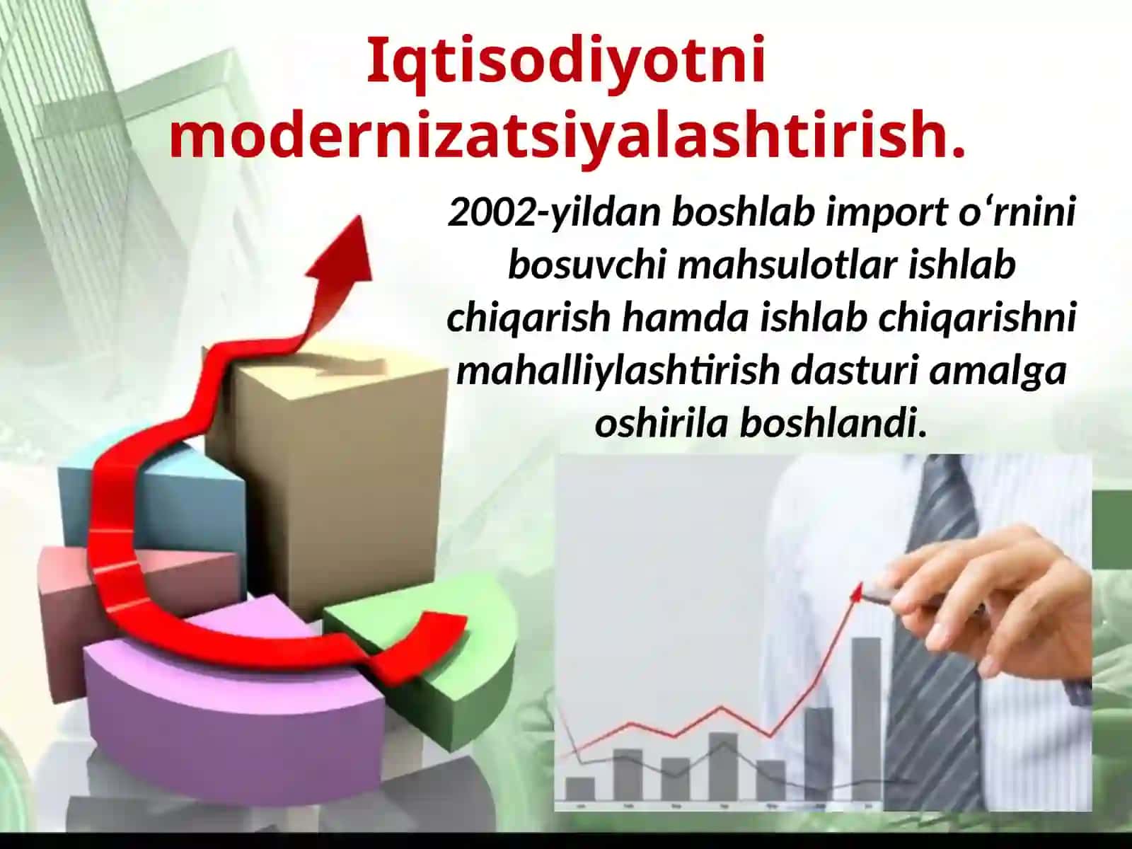 Mamlakat ishlab chiqarish salohiyatining oshirilishi va jahon iqtisodiy tizimiga integratsiyalashuvi 2