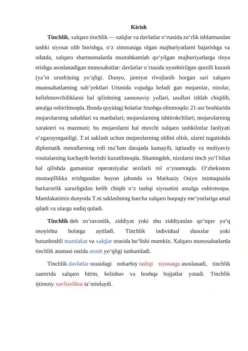 Tinchlik va barqarorlikni ta'minlashdagi O'zbekistonning Markaziy Osiyoda o'rni 2
