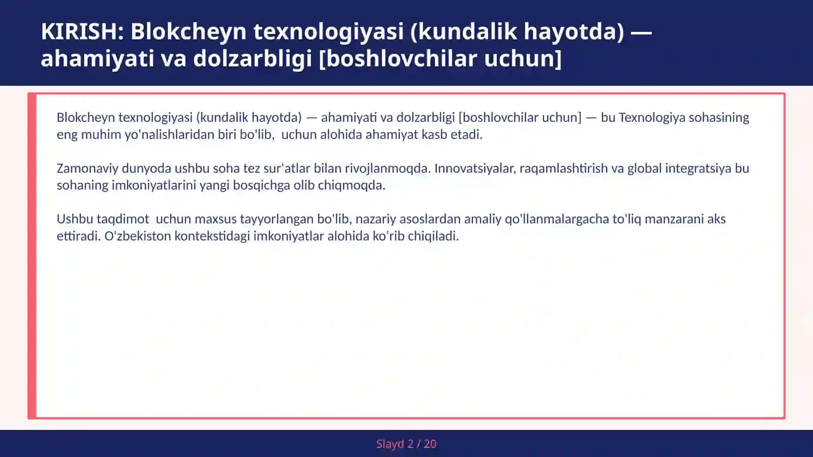 Blokcheyn texnologiyasi (kundalik hayotda) — ahamiyati va dolzarbligi [boshlovchilar uchun] 2