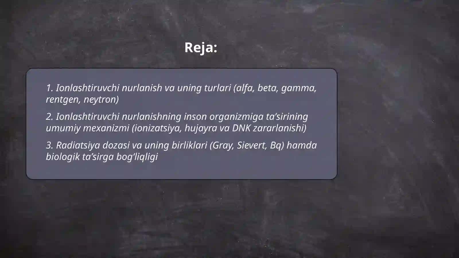 Ionlashtiruvchi nurlanishning inson organizimiga ta'siri va undan himoyalanish 2