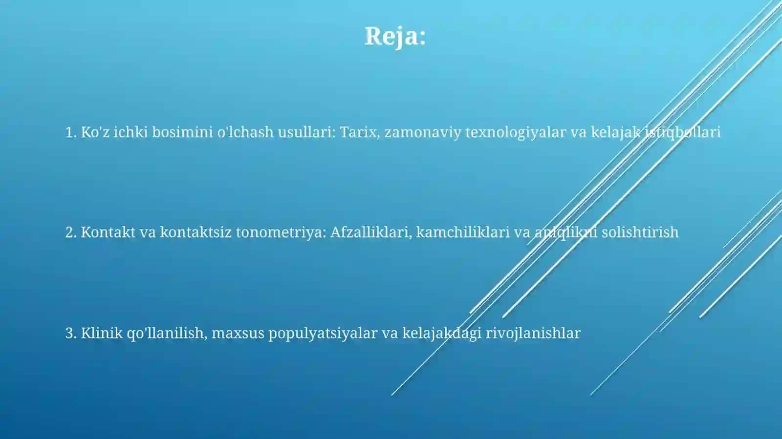 Ko'z ichki bosimini baholashning  innovation usullari Kontakt va kontaktsiz tonometriya 2