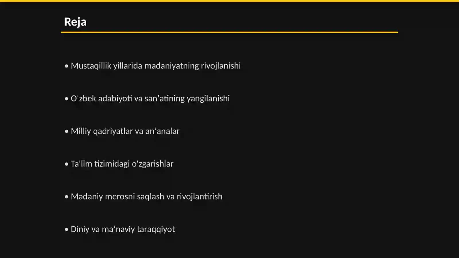 Mustaqillik yillarida Oʻzbekistondagi madaniy va maʼnaviy taraqqiyoti 2