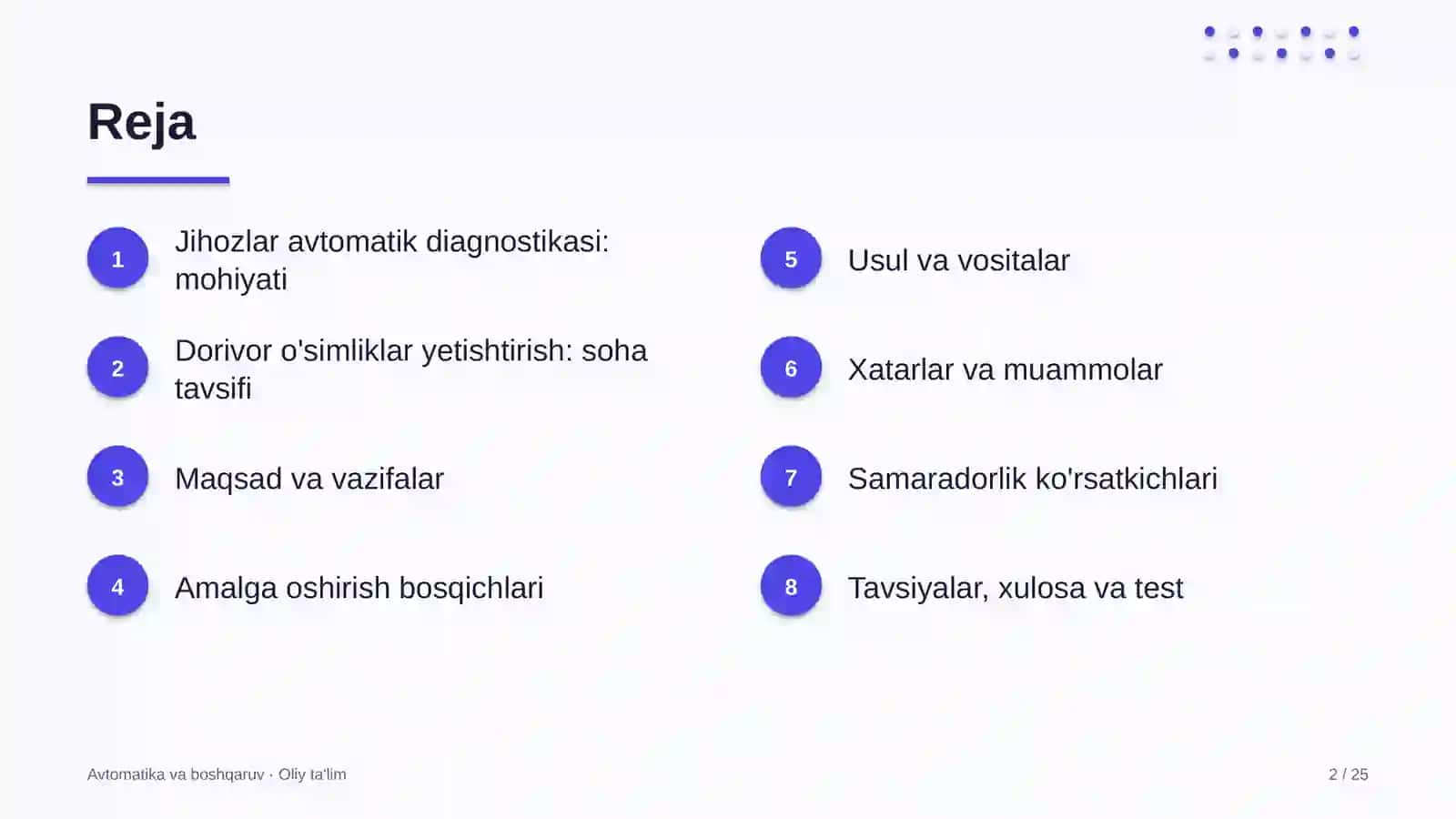 Dorivor o'simliklar yetishtirishda jihozlar holatini avtomatik diagnostika qilish 2