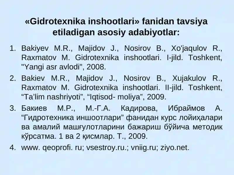 Gidrotexnika inshootlari 2