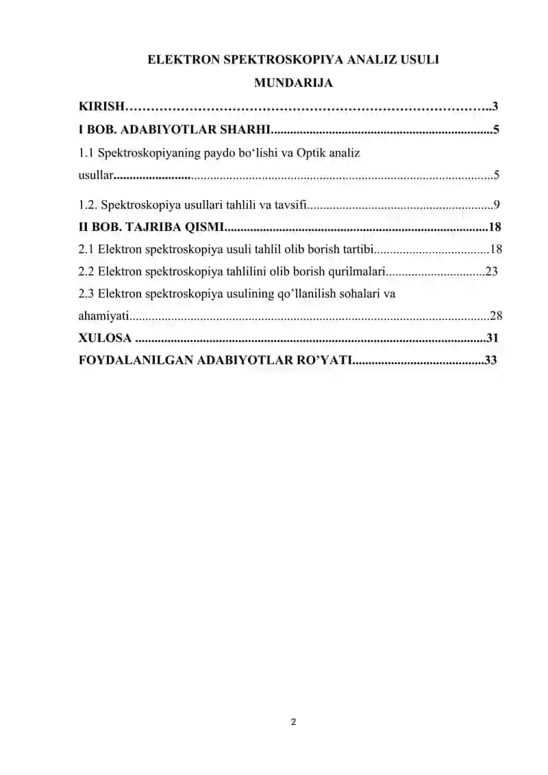 Elektron spektroskopiya analiz usuli 2