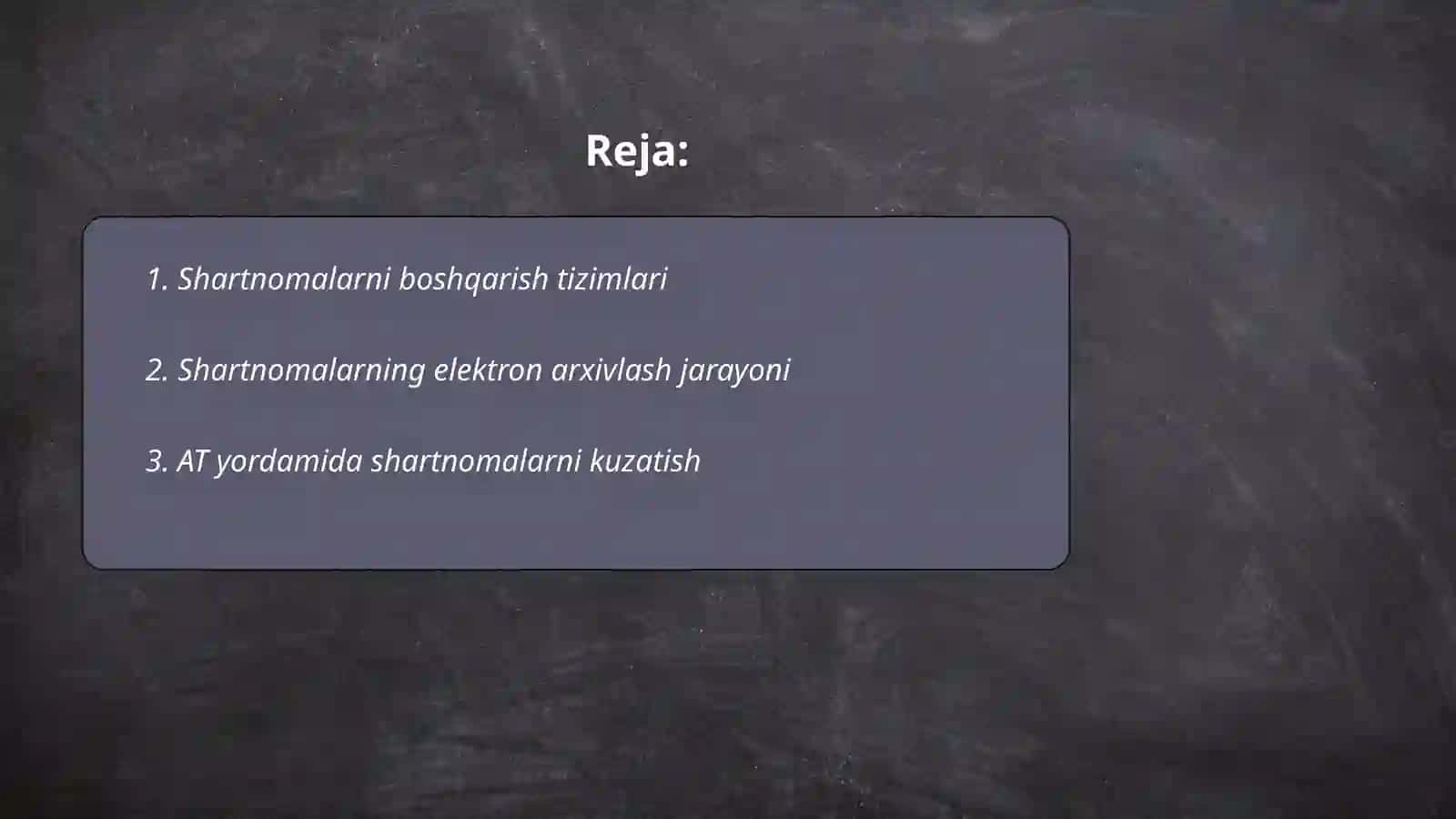 Shartnomalarni hisobga olish va ularning bajarilishini nazorat qilish uchun ATni ishlab chiqish 2