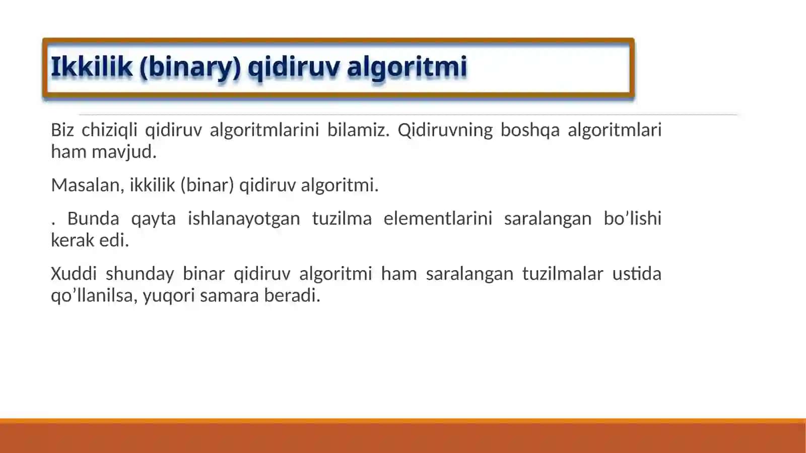 Binar qidiruv algoritmi 2