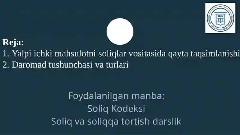 Daromad turlariga soliq solish 2