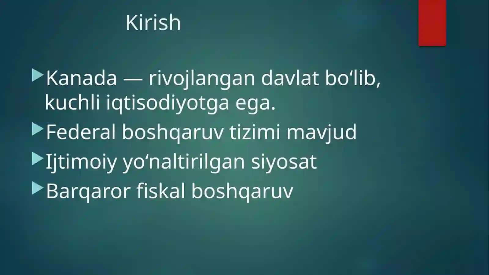KANADA DAVLATI: FISKAL HISOB VA BYUDJET TAHLILI 2