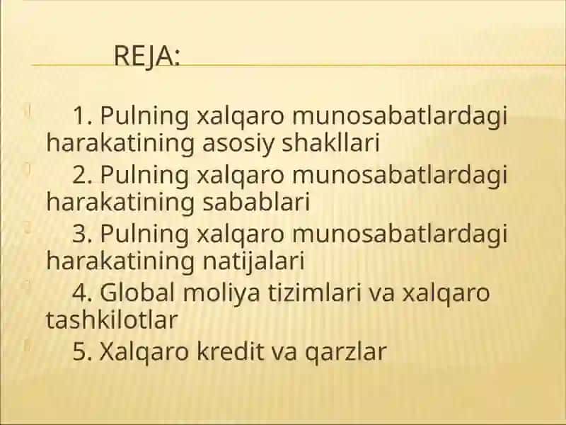 Pulning xalqaro munosabatlardagi harakati 2